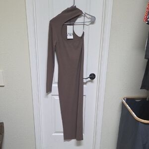Zara Women's Brown Long Sleeve Dress